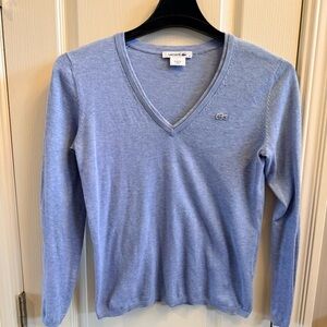 Lacoste women’s vneck Sky Blue top. Size 38 or small